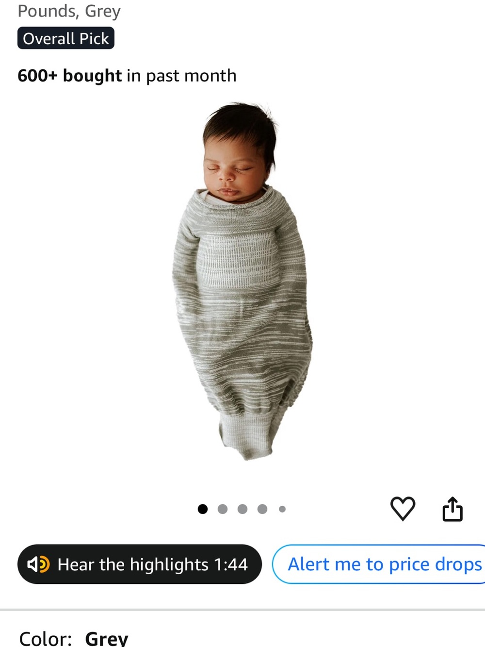 Grey Knit Baby Sleep Sack Swaddle - Soft Cozy Sleep Sack
